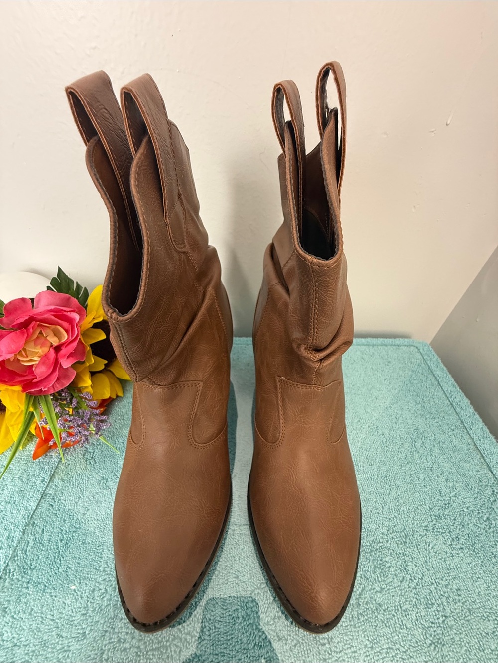 Charles Albert Brown Lace-Up Western Ankle Boots